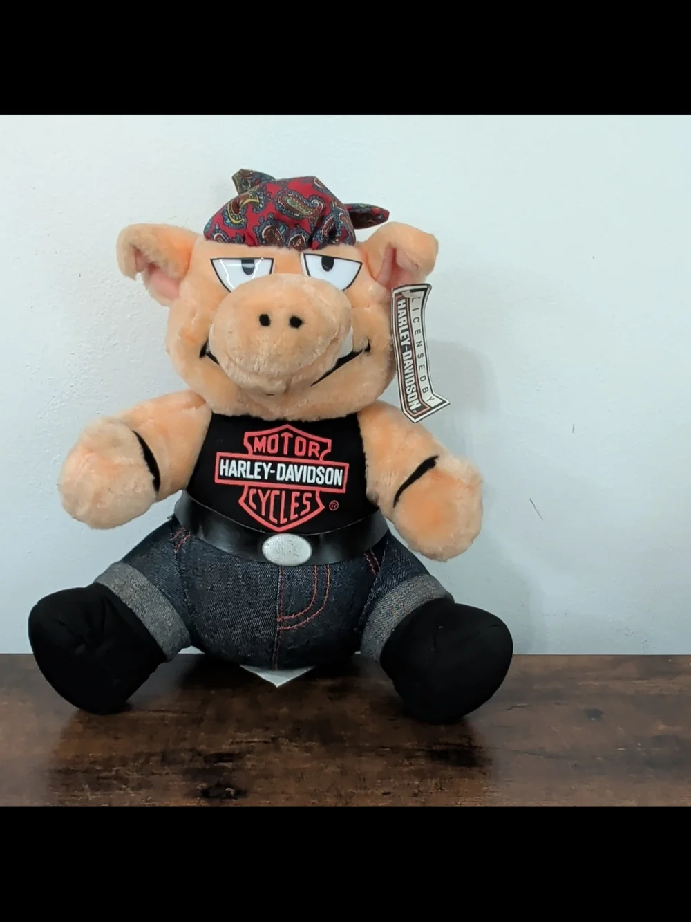Harley-Davidson Plush Pig Toy in Tan and Black